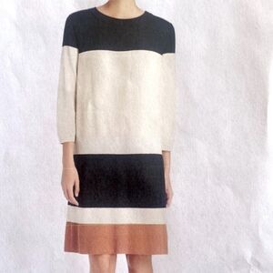 Lafayette 148 New York Sweater Shift Dress Colorblock Striped Viscose Cotton S
